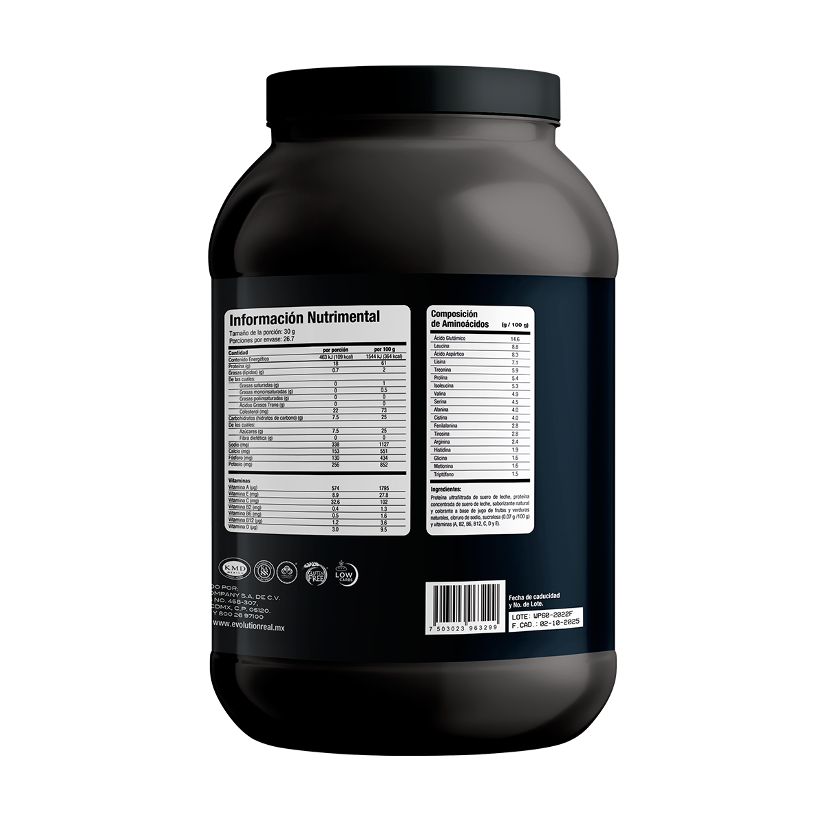 EVOLUTION. Proteína de Suero de Leche, WP60, Whey Protein, 800 GR (Sabor Vainilla)