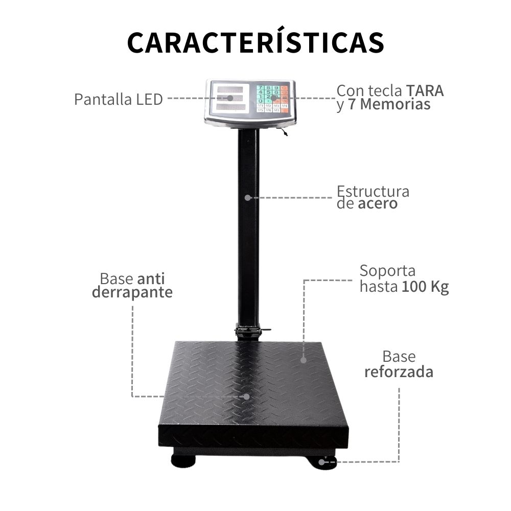 Bascula Comercial Digital 100 Kg Industrial Con Mastil