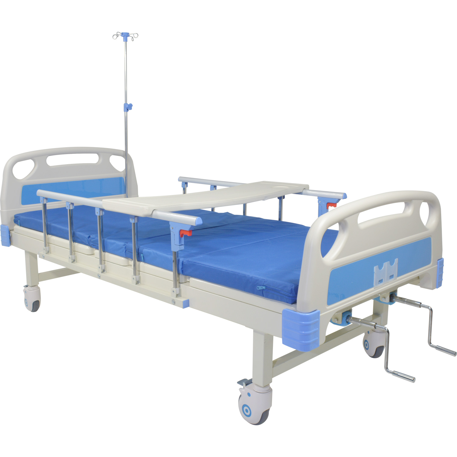 Cama Hospital Manual 2 Posiciones Barandales Aajustables 260kg Incluye Colchon Soporte Suero Hospitalaria