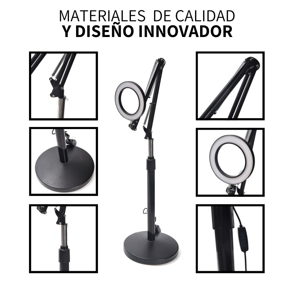 Lampara Lupa Spa Brazo Flexible Pestañas Maquillaje Luz Fría