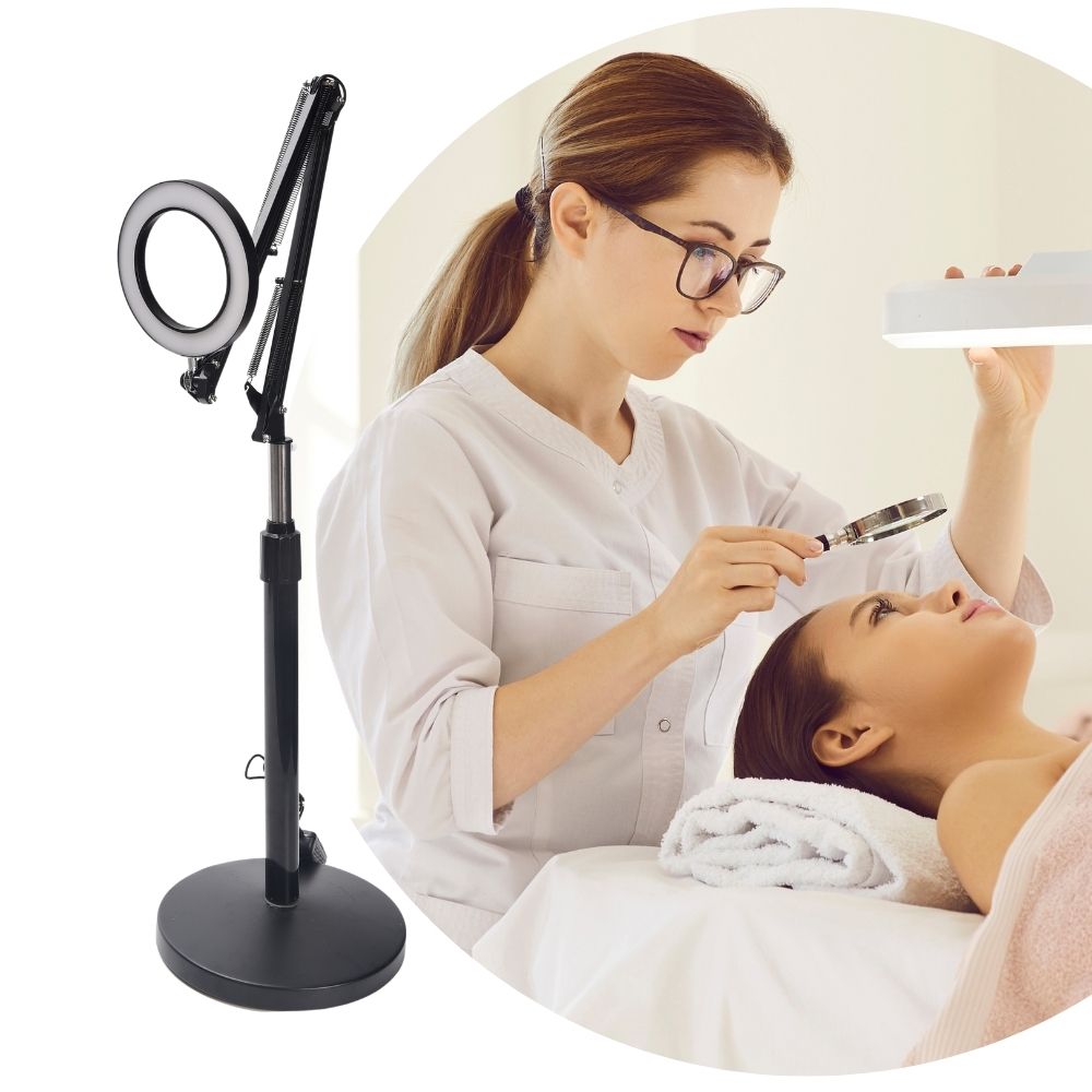 Lampara Lupa Spa Brazo Flexible Pestañas Maquillaje Luz Fría