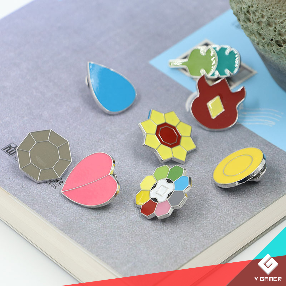 Medallas De Gimnasio Pokemon Coleccionables Estuche Pines Insignia