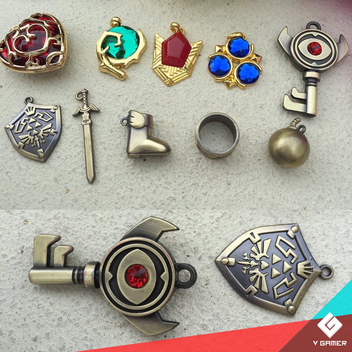 Insignias Leyenda De Zelda Colección Collares Dijes Estuche