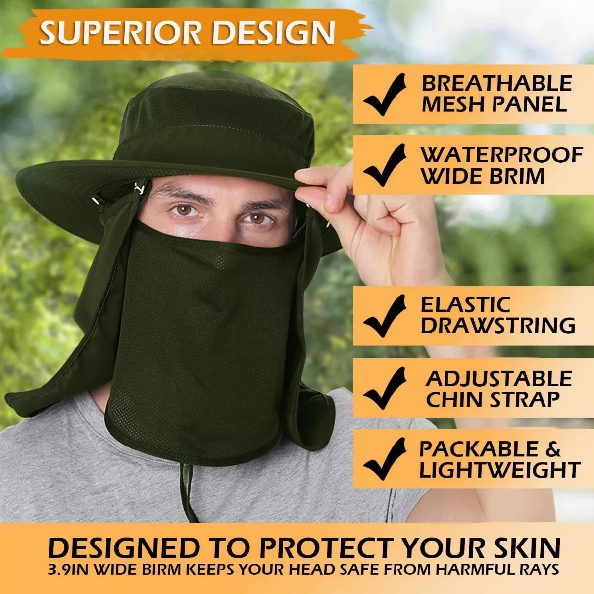 Sombrero El Sol Con Proteccion Para Cara + Gafas De Sol