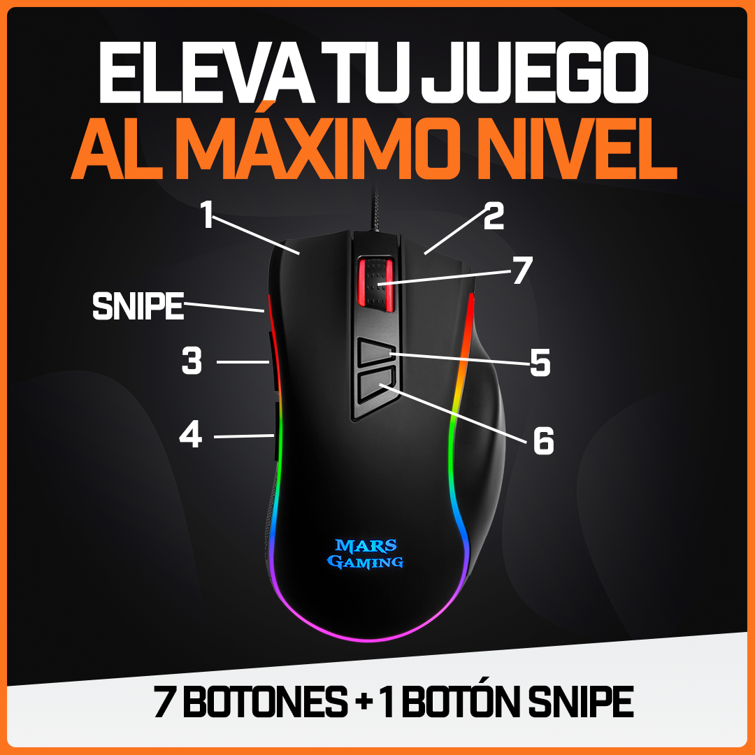 Mouse Gamer Ratón Pro Juegos Usb Periférico Rgb Pc 24000 Dpi