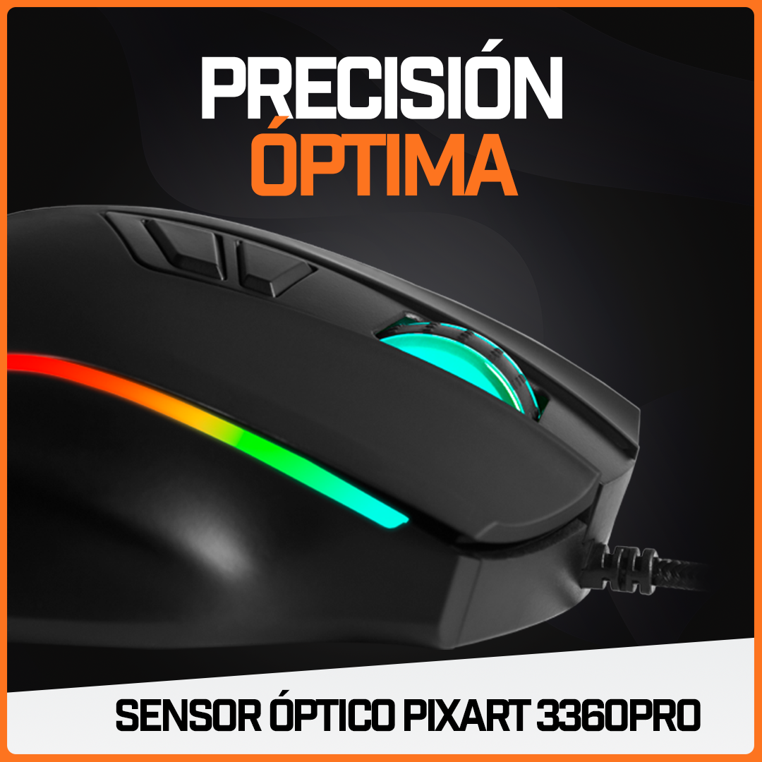 Mouse Gamer Ratón Pro Juegos Usb Periférico Rgb Pc 24000 Dpi