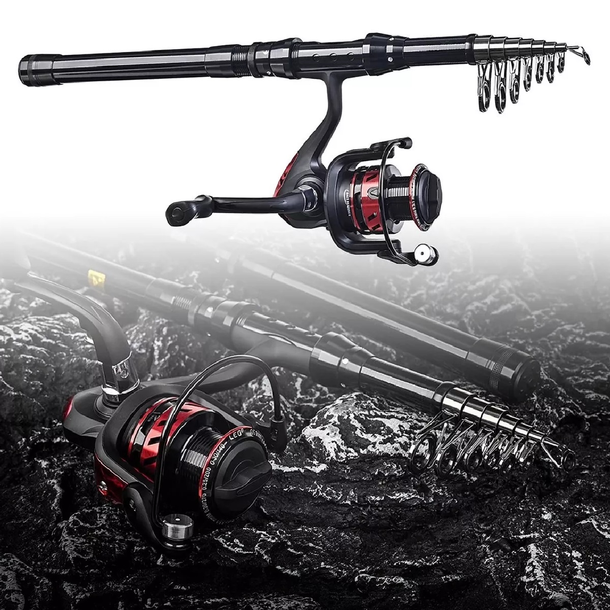 Combo Carrete De Caña De Pescar Completo 1,8 M Caña De P