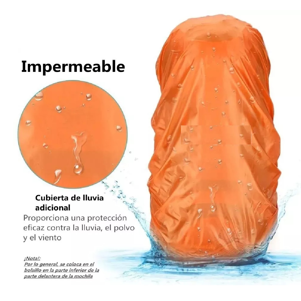 Mochila Senderismo Campismo 60 L Impermeable Cubierta Lluvia Azul