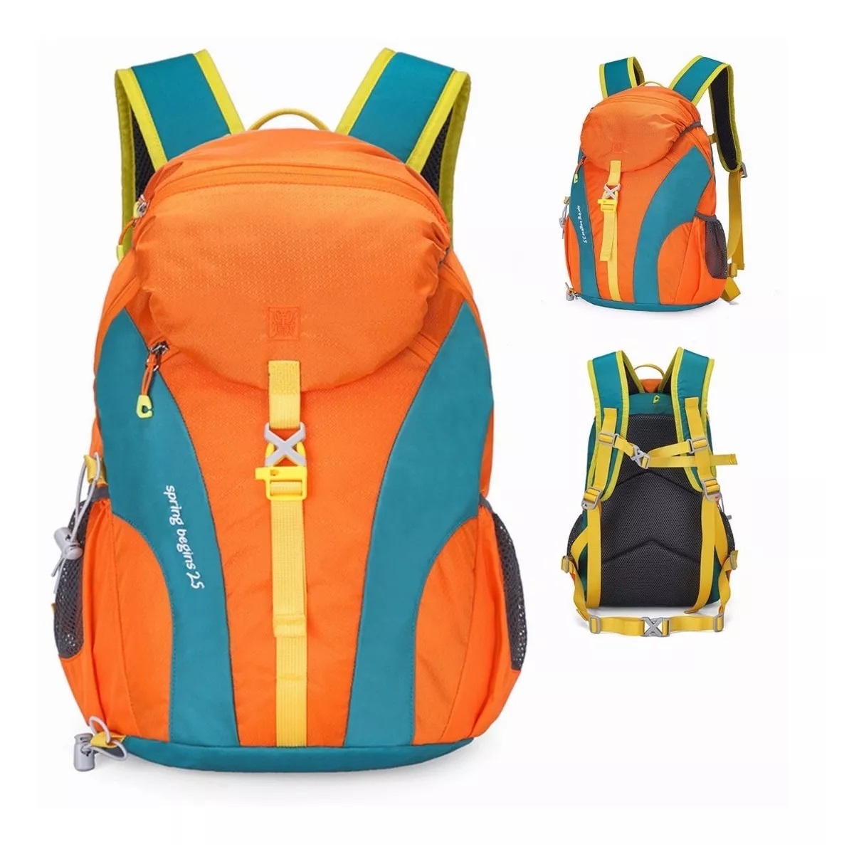 Campismo 25l Impermeable Deporte Senderismo Mochila De Viaje Naranja