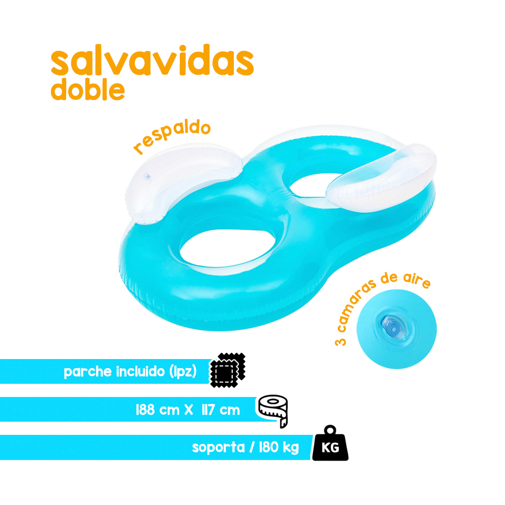Sillón Inflable Flotador Para Dos Personas Salvavidas Azul