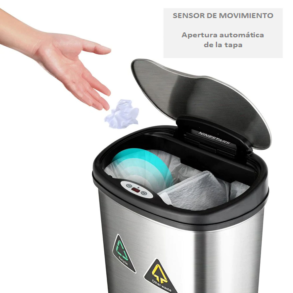 Bote de Basura Dual con Sensor de Apertura automática 50 litros
