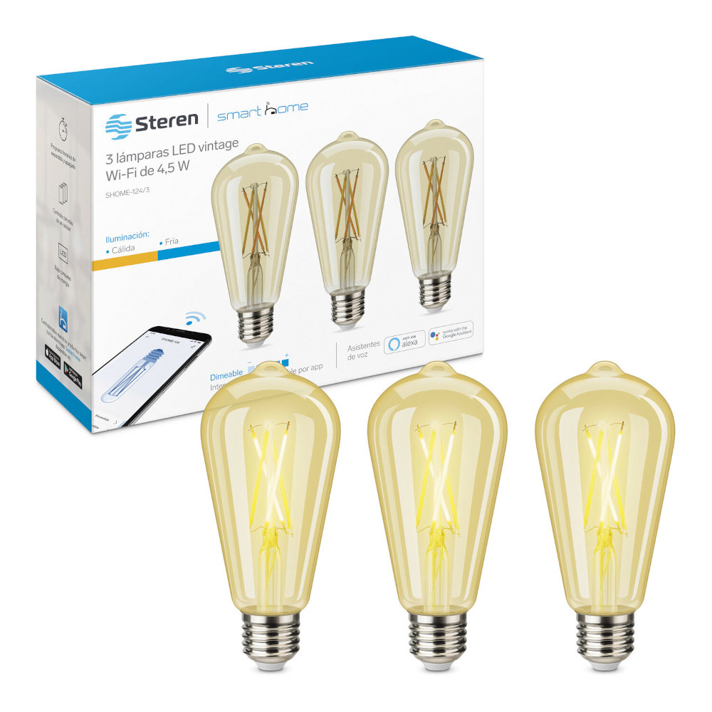 3 focos LED vintage Wi-Fi de 4,5 W 