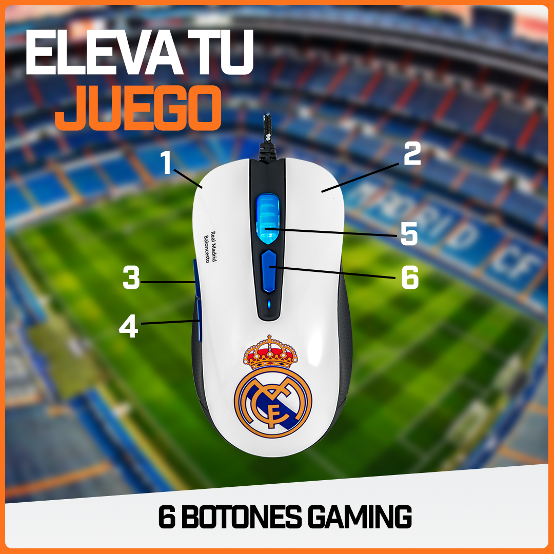 Mouse Gamer Ratón Juegos Usb Periférico Real Madrid