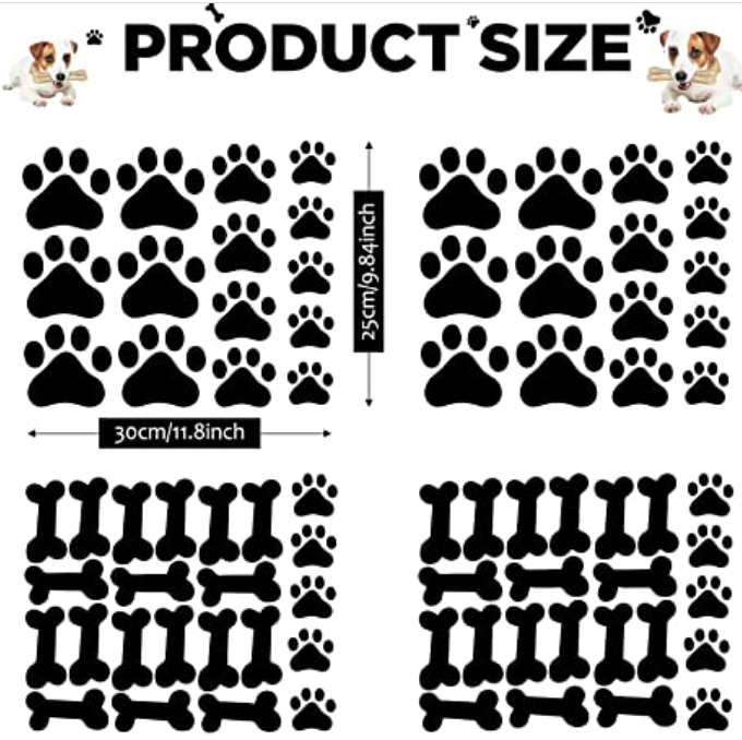 Ana Brook 76 piezas de calcomanías de huellas de perro con estampado de huellas de perro, decoración de habitación de perro, cachorro, calcomanía de pared de vinilo extraíble, huella de animal para niños, niñas, cuarto de bebé, decoración de habitación, mural artístico, color negro