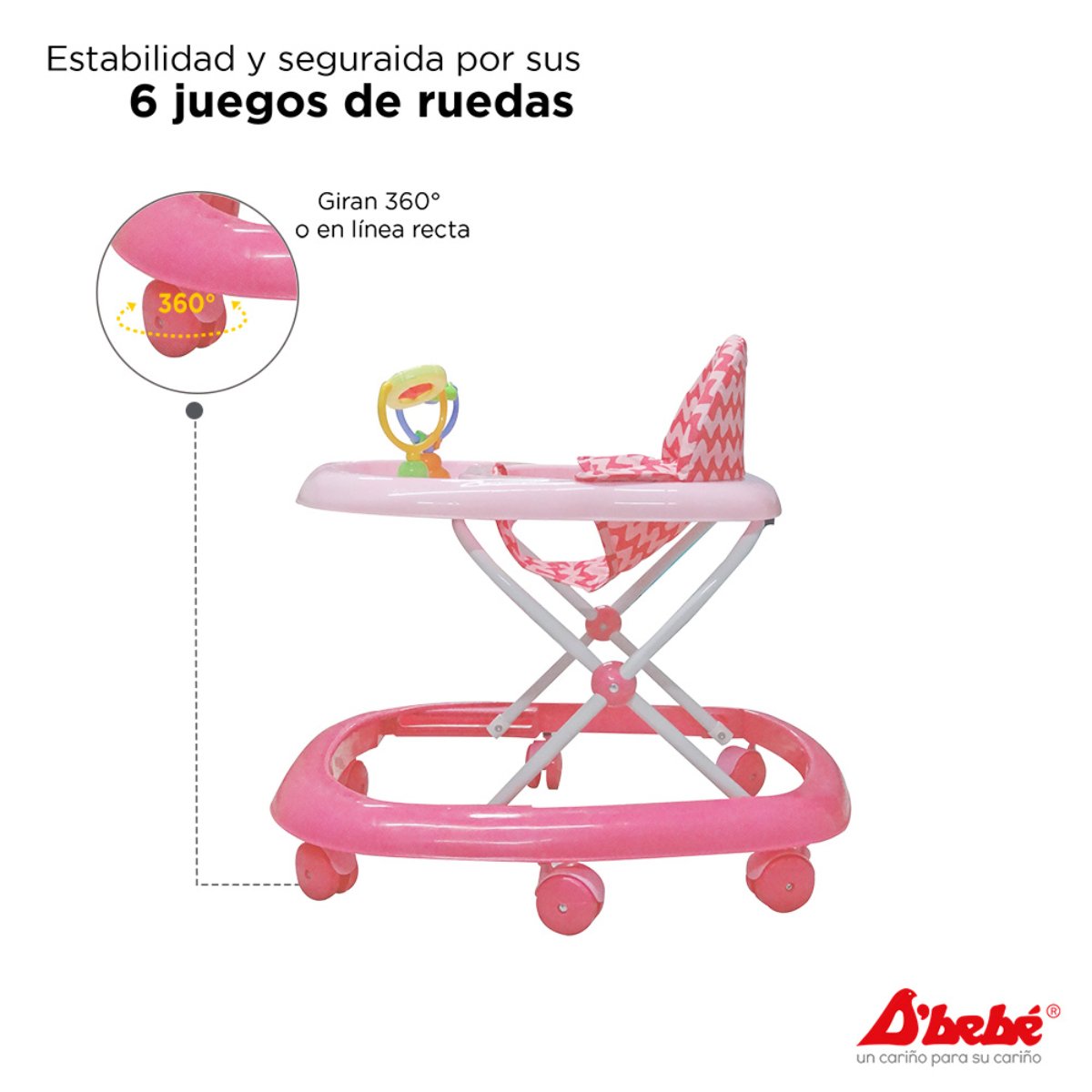 Andadera D´Bebe Zoo Baby Rosa END8