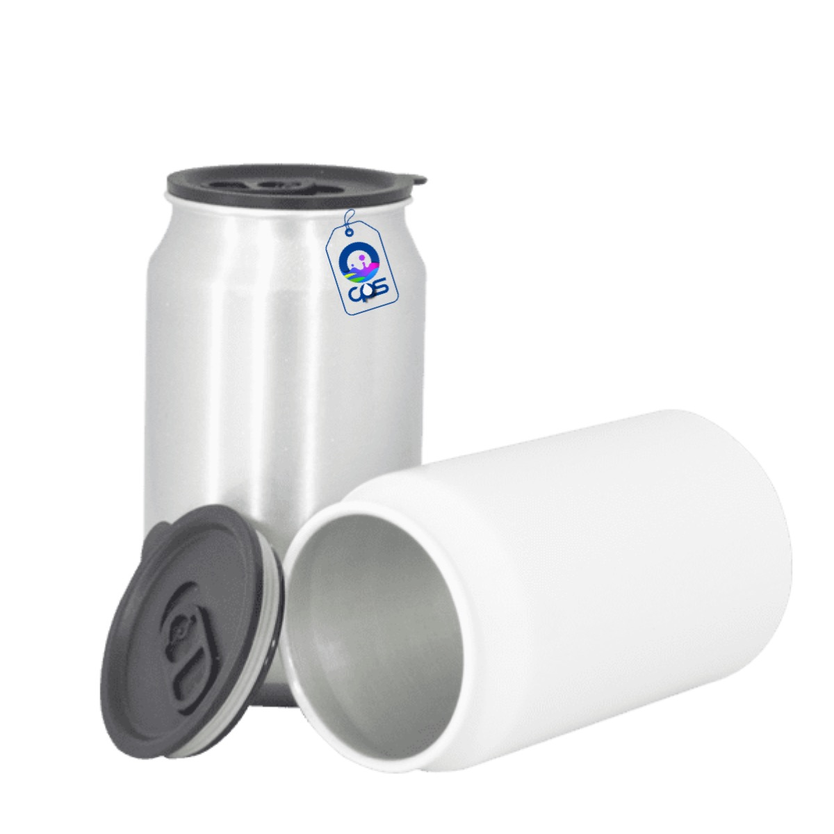 Lata de 350 ml. con tapa de silicón para sublimar..