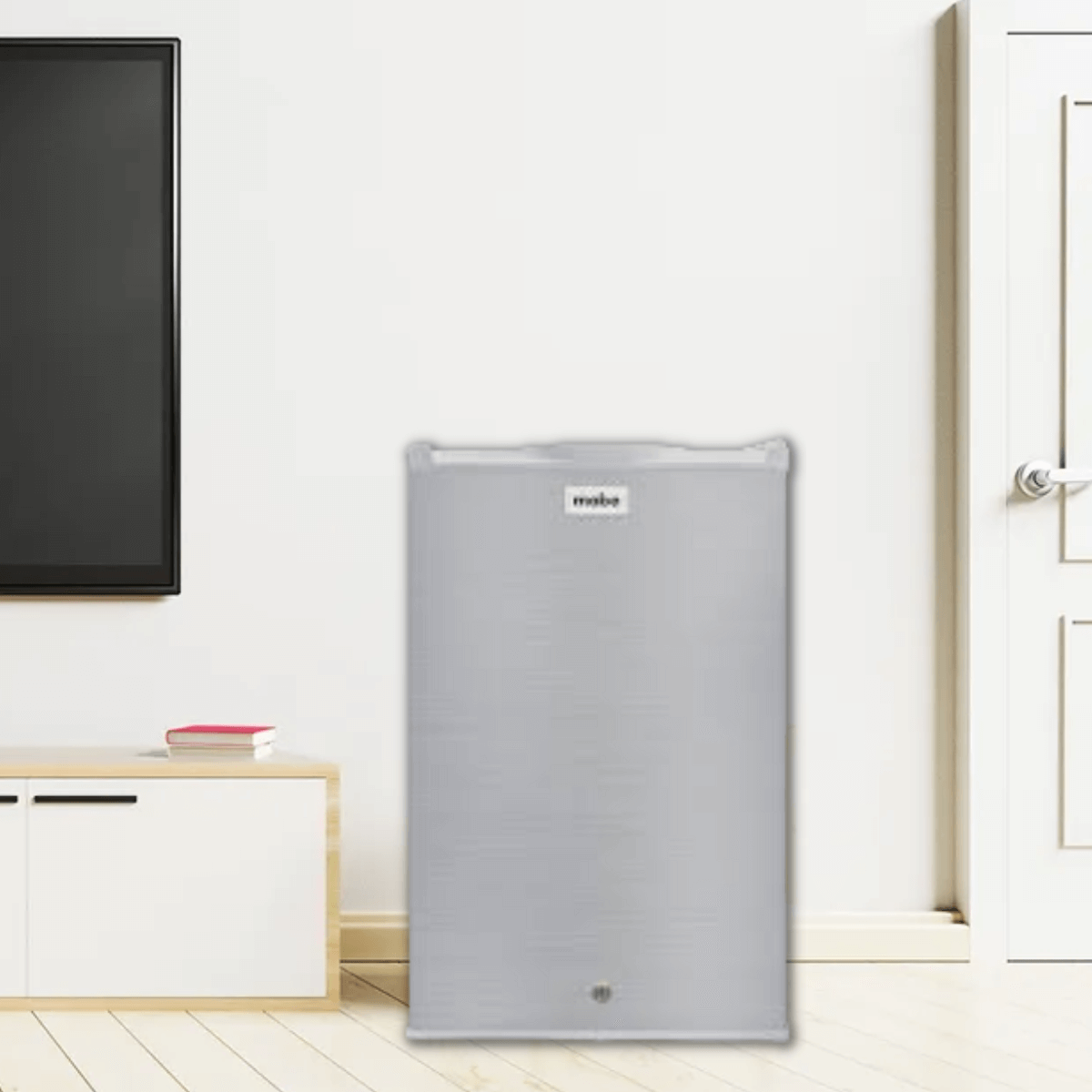 FRIGOBAR 4P3 PUERTA CERRADURA ACERO INOXIDABLE PLATA MABE