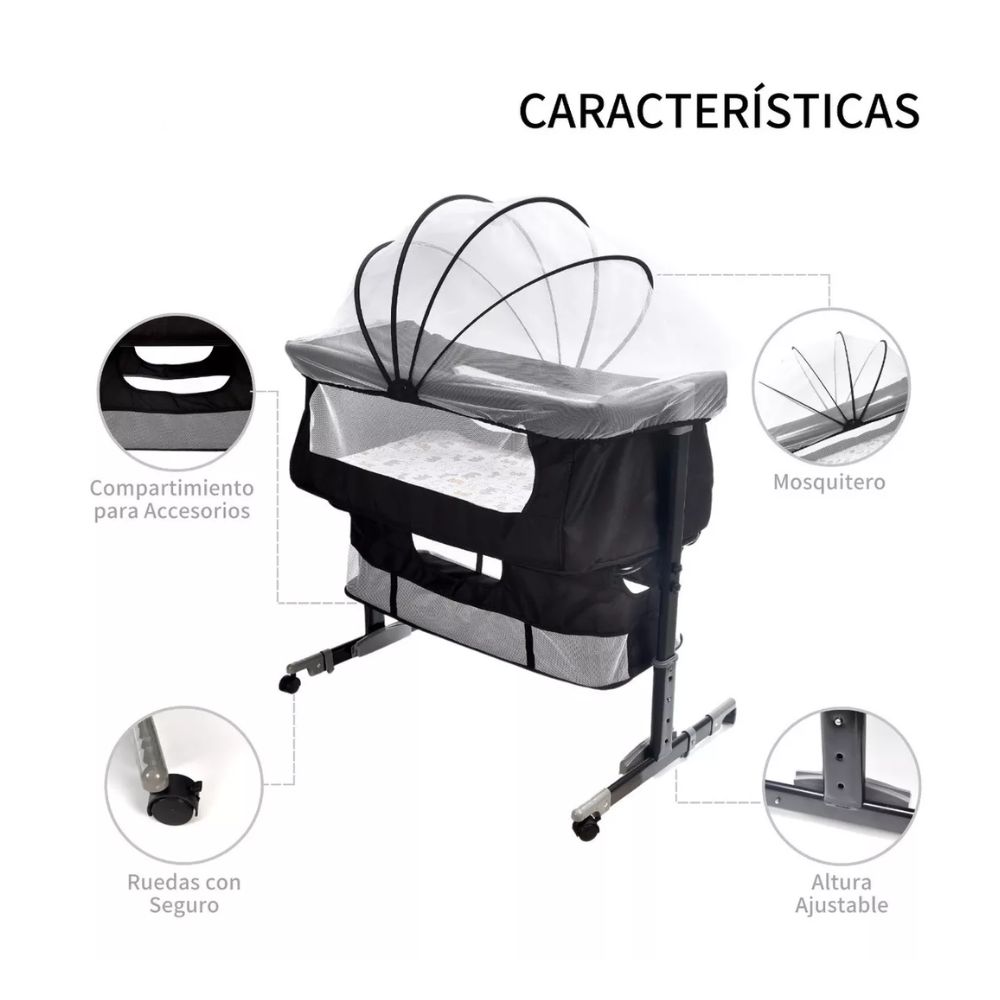 Cuna Moises Para Bebe Recien Nacido Colecho Con Ruedas