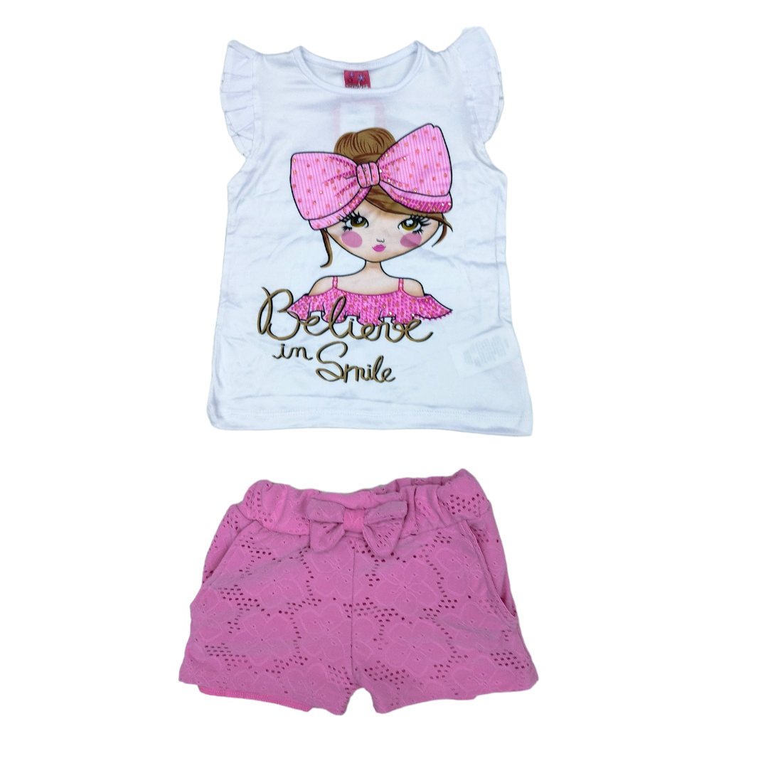 Conjunto Short Con Mo o Y Blusa Manga Corta Smile Ni as 2 6 a os