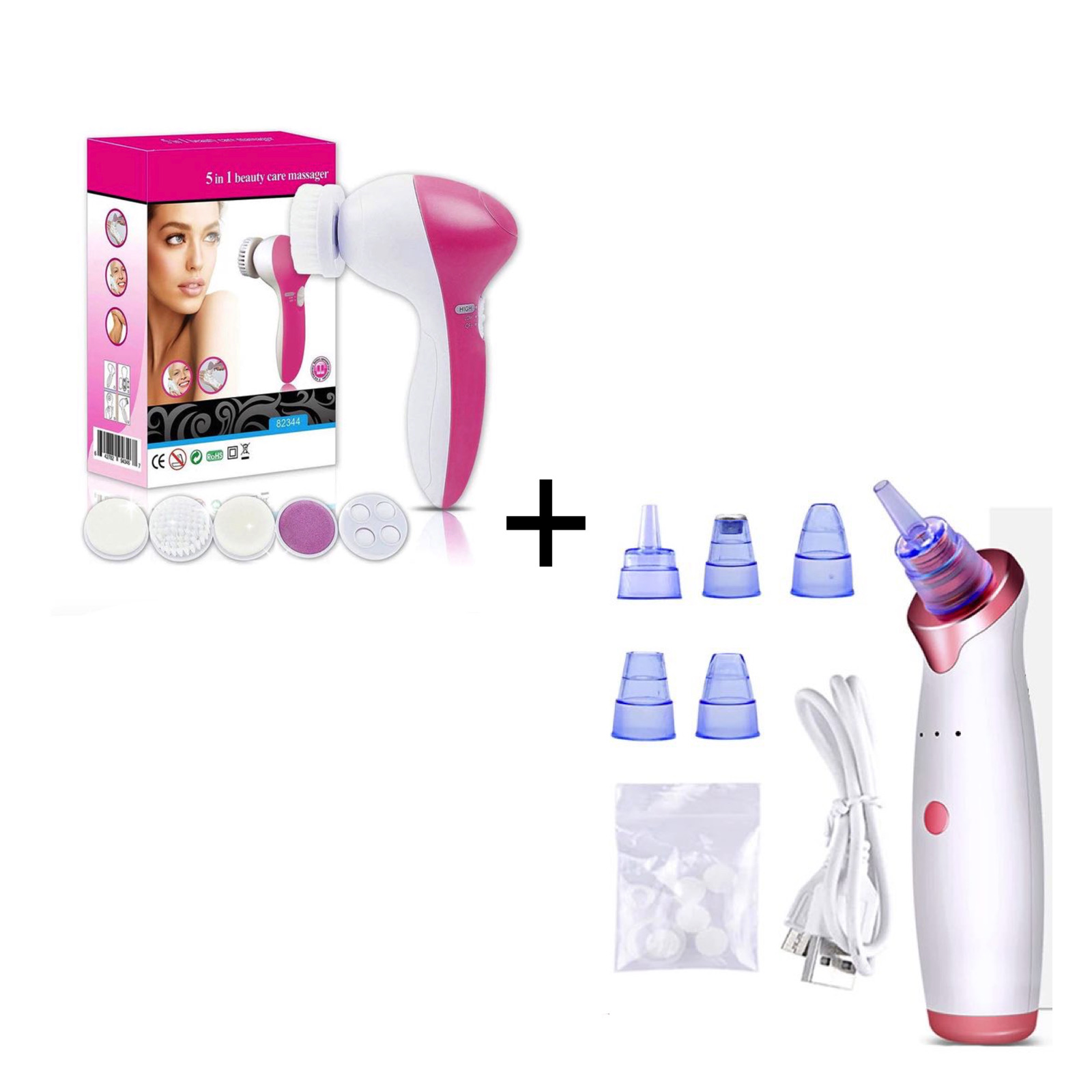 Kit de cepillo limpiador facial eléctrico 5 en 1 y succionador de puntos negros