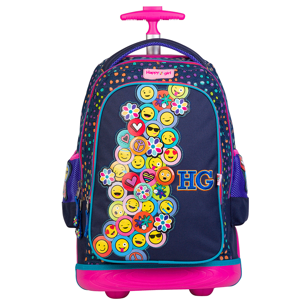 Mochila Grande Chenson con Baston y Ruedas Happy Girl Emoji hg62973-9