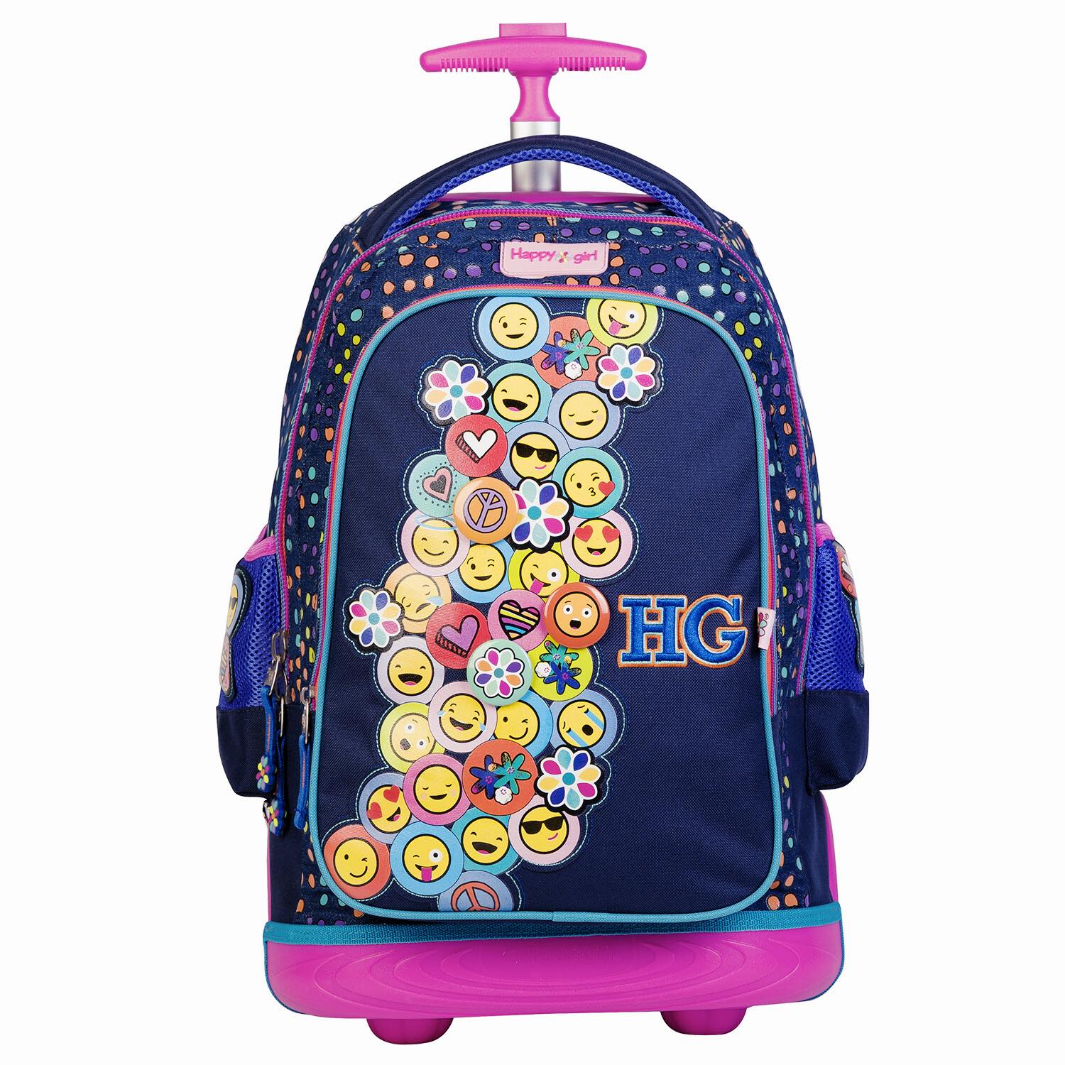 Mochila Grande Chenson con Baston y Ruedas Happy Girl Emoji hg62973-9