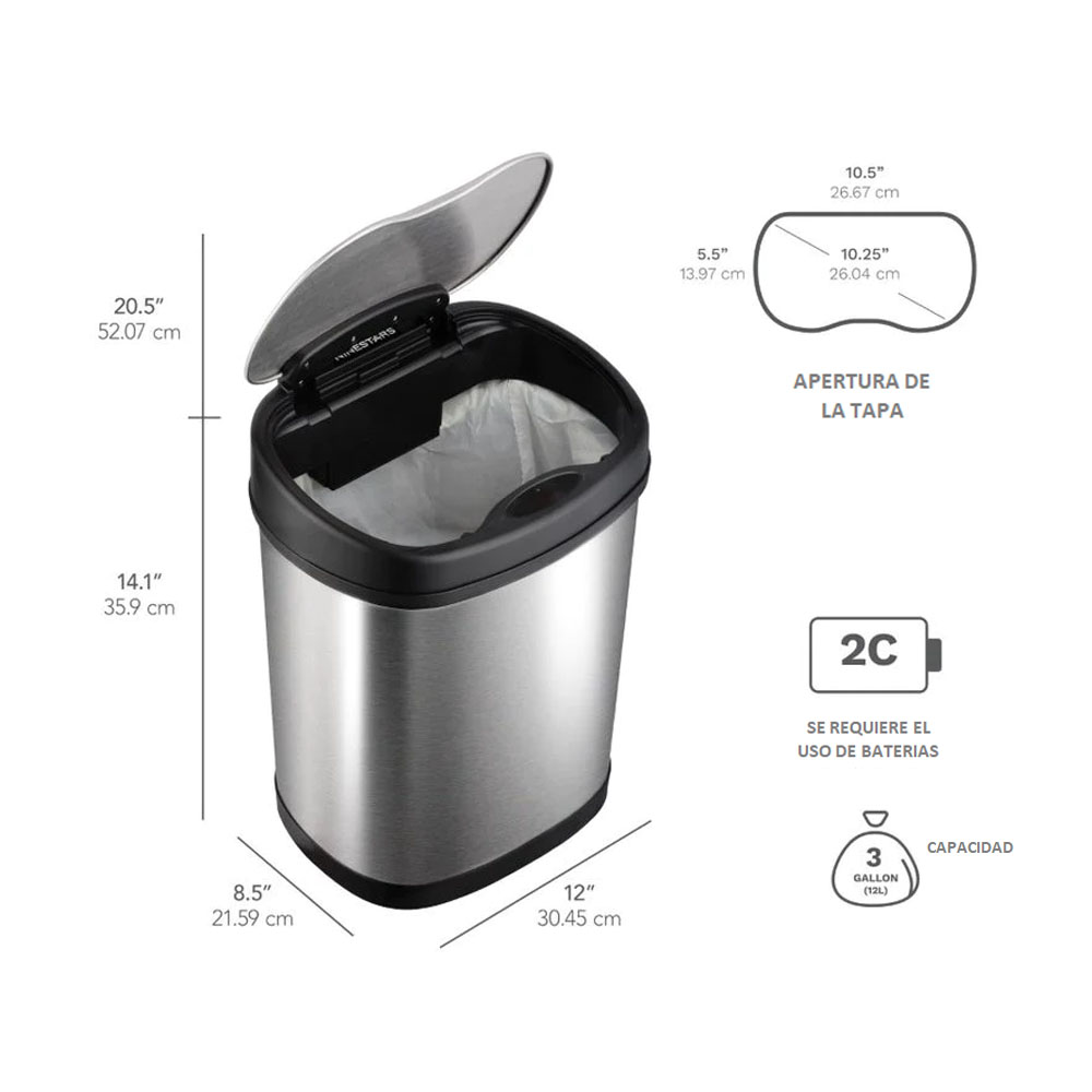 Botes de Basura con Sensor de apertura automática 12 litros