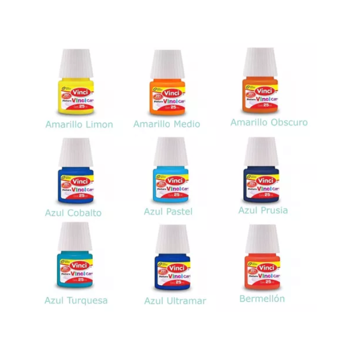 Pintura Vinci Cartel De 25 Ml Pack 26 Frascos Todos Colores