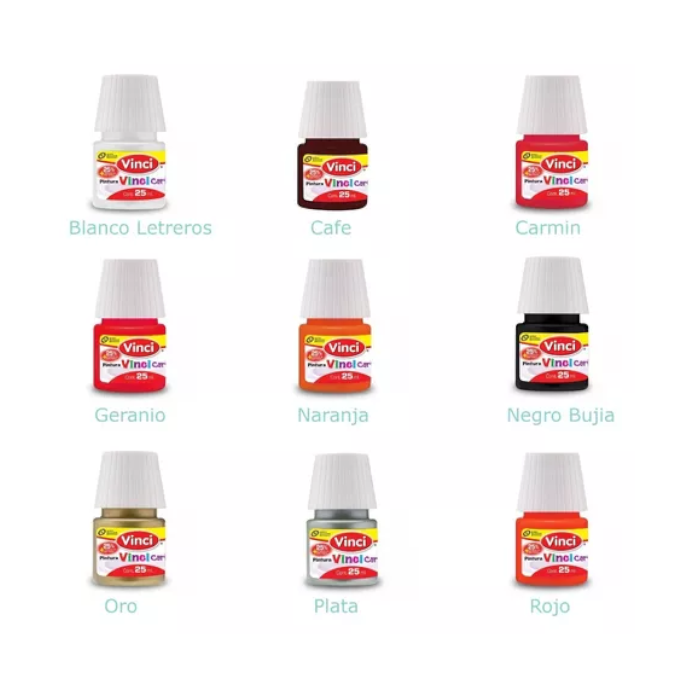 Pintura Vinci Cartel De 25 Ml Pack 26 Frascos Todos Colores