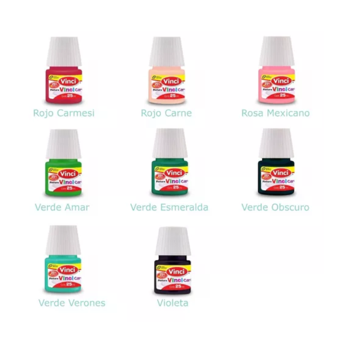 Pintura Vinci Cartel De 25 Ml Pack 26 Frascos Todos Colores