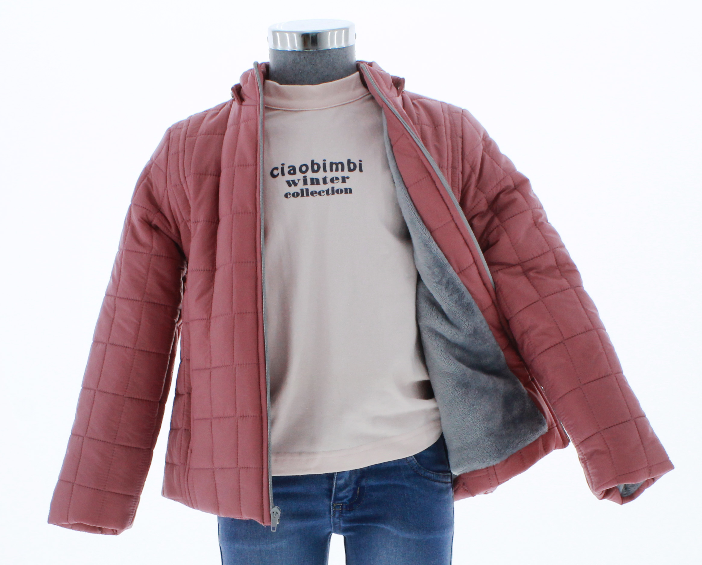 Chamarra Niña Rosa Forrada 3234 3 a 16 Años.