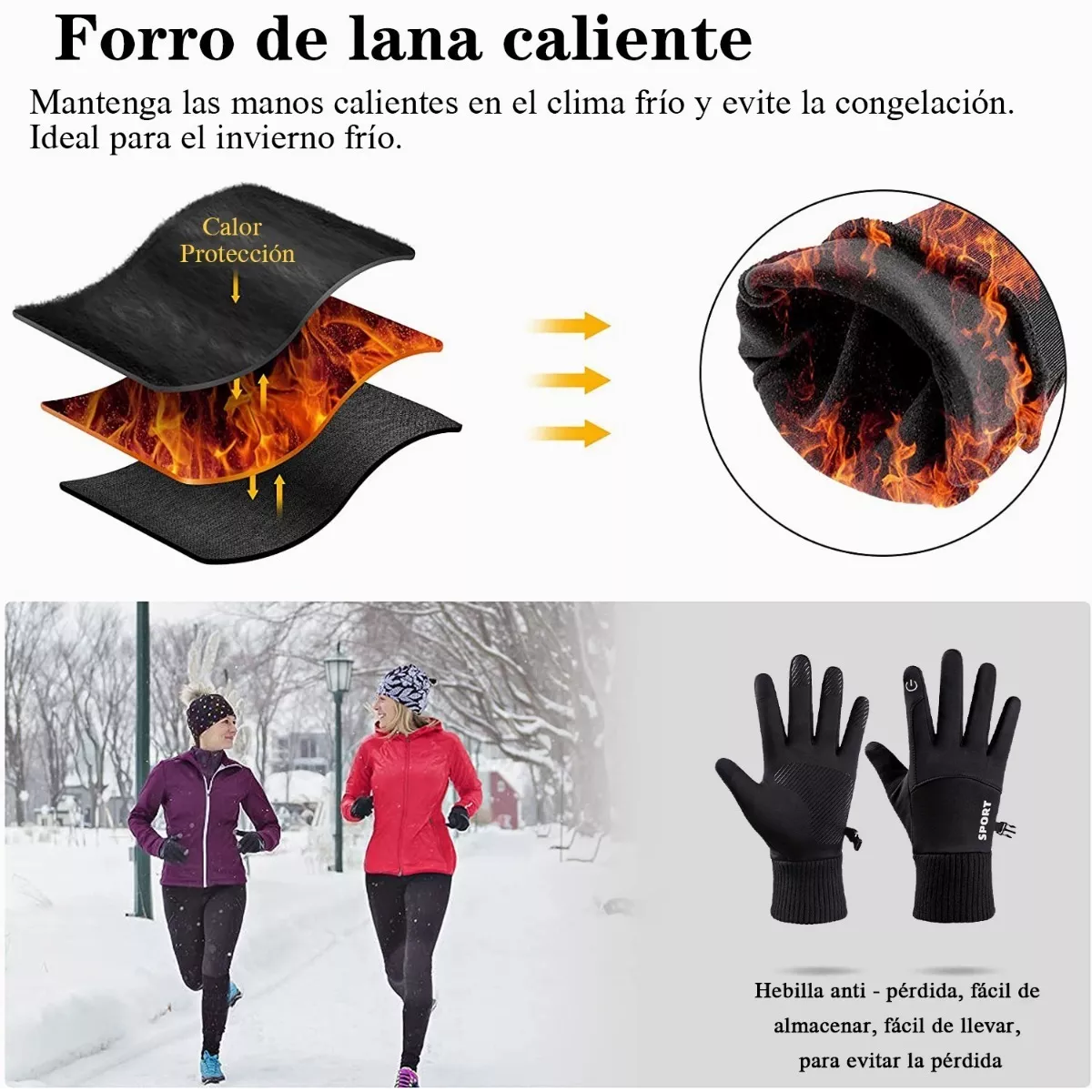 Guantes De Moto Impermeables Y Fríos Touch Sports Negro M