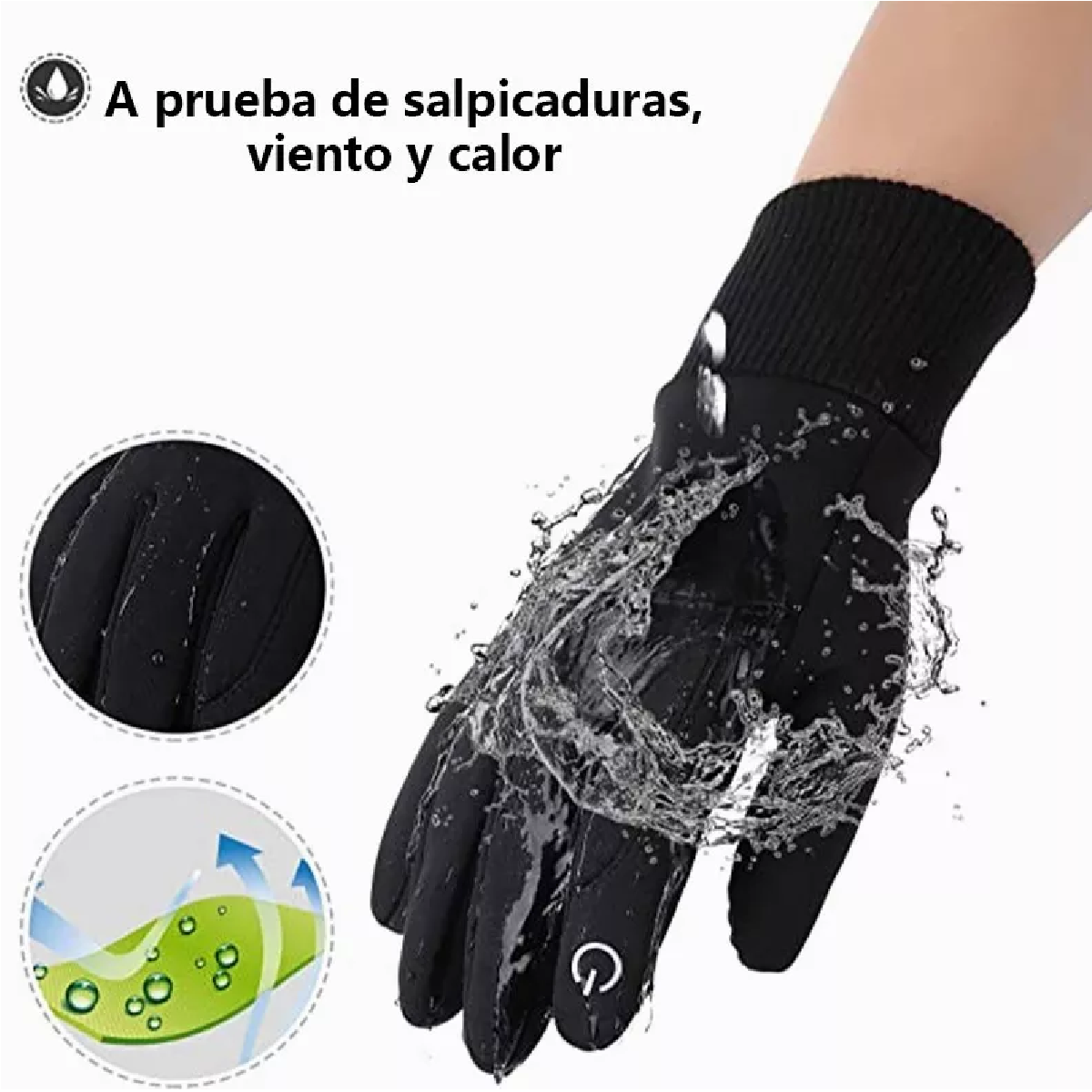 Guantes De Moto Impermeables Y Fríos Touch Sports Negro M