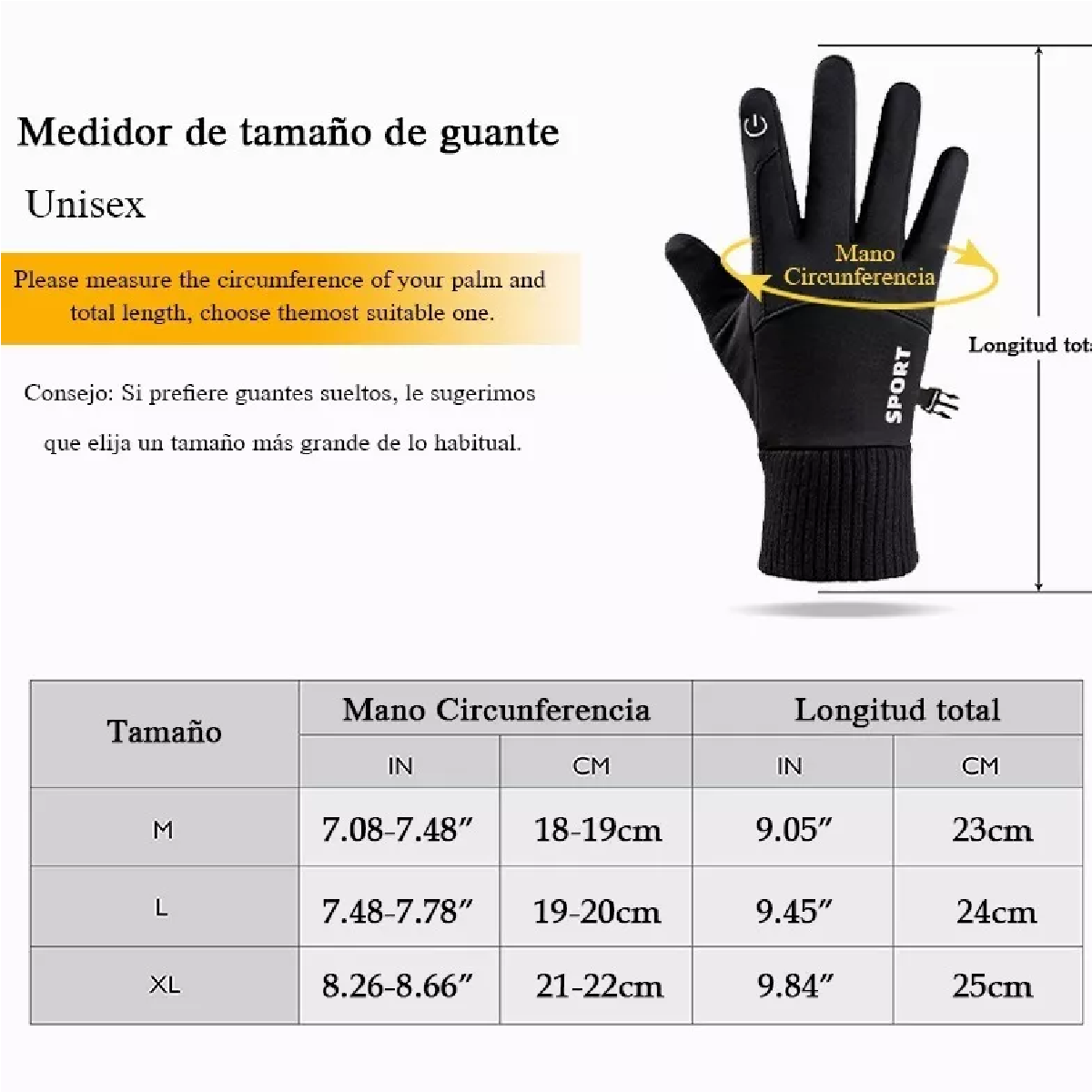 Guantes De Moto Impermeables Y Fríos Touch Sports Negro M