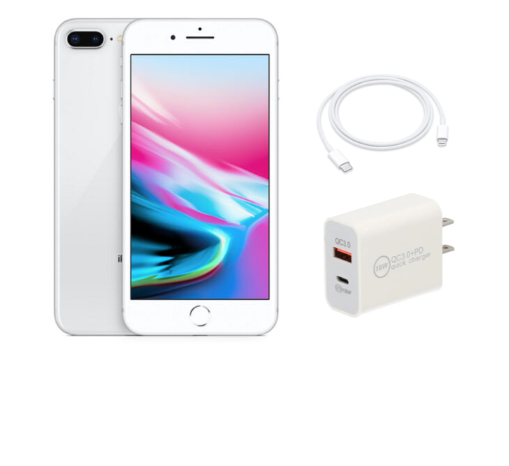 Celular Apple iPhone 8 plus 64gb Silver reacondic Grado A + Cargador 18w Tipo C-Lightning