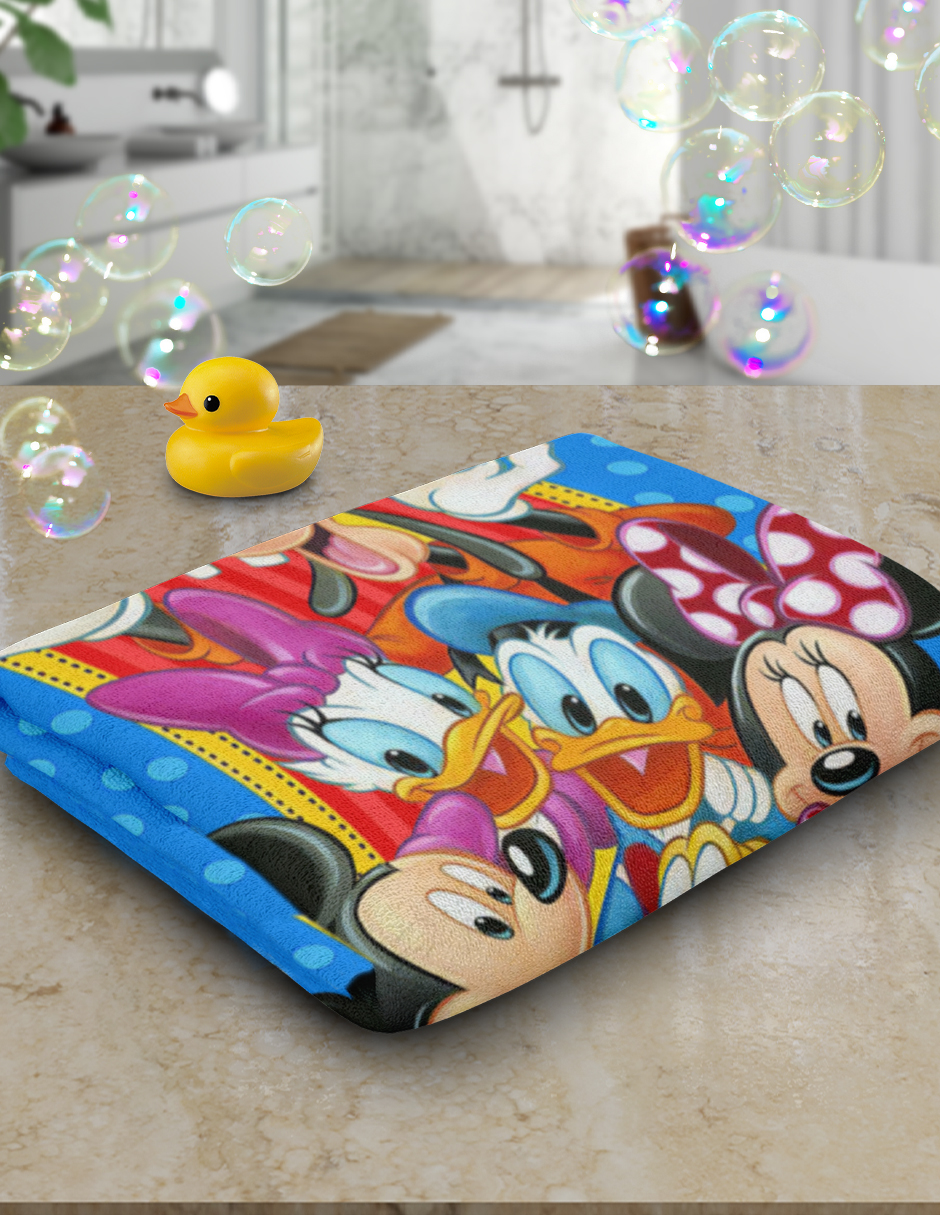 Toalla De Baño Diseño Mickey Mouse Play House Microfibra de Poliéster
