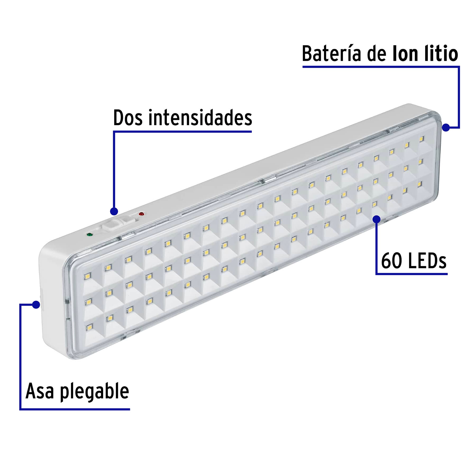 Lámpara de emergencia recargable Voltek 43008 300 lm, 60 LED