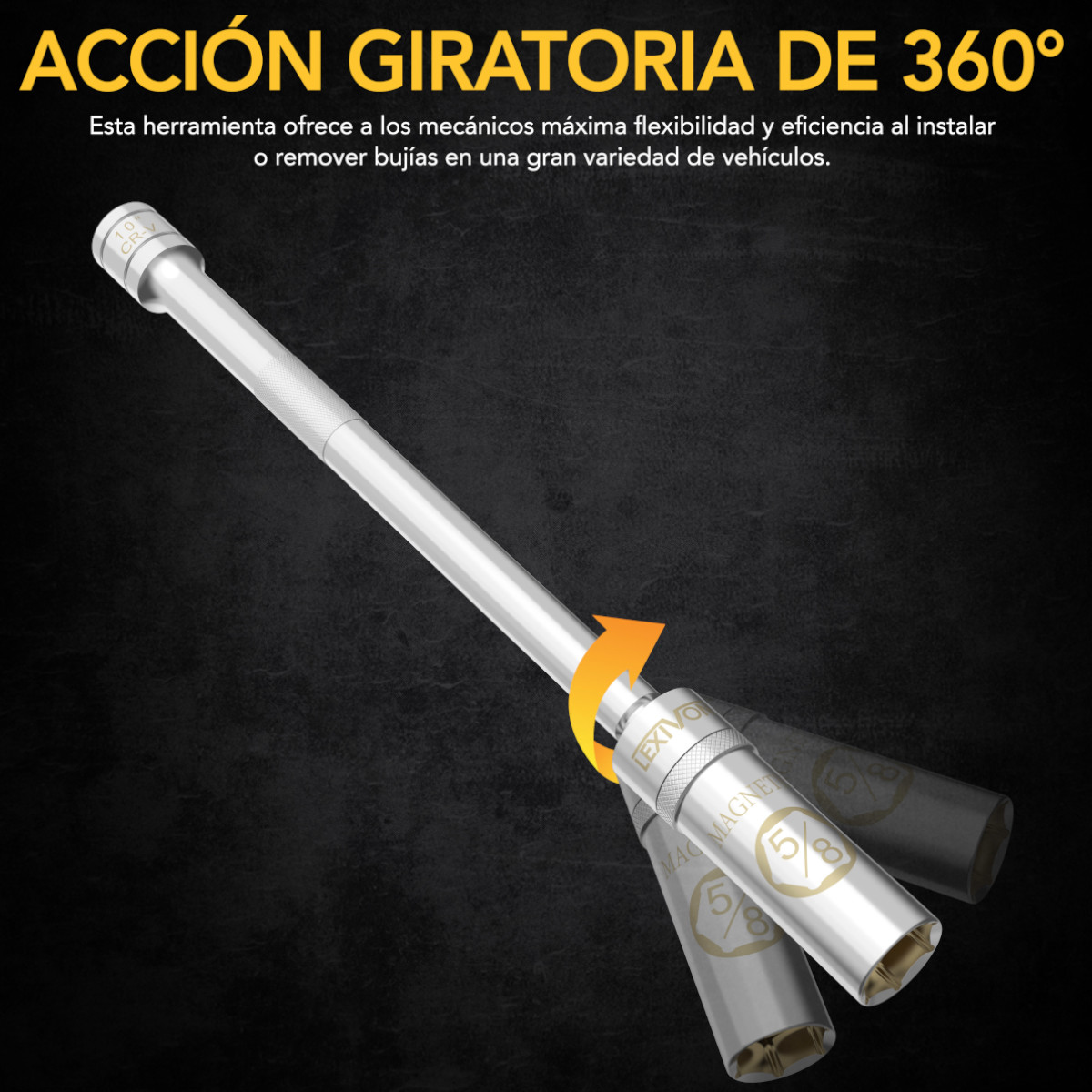 Dado para Bujía Magnético LEXIVON giratorio longitud 10" LX-122.