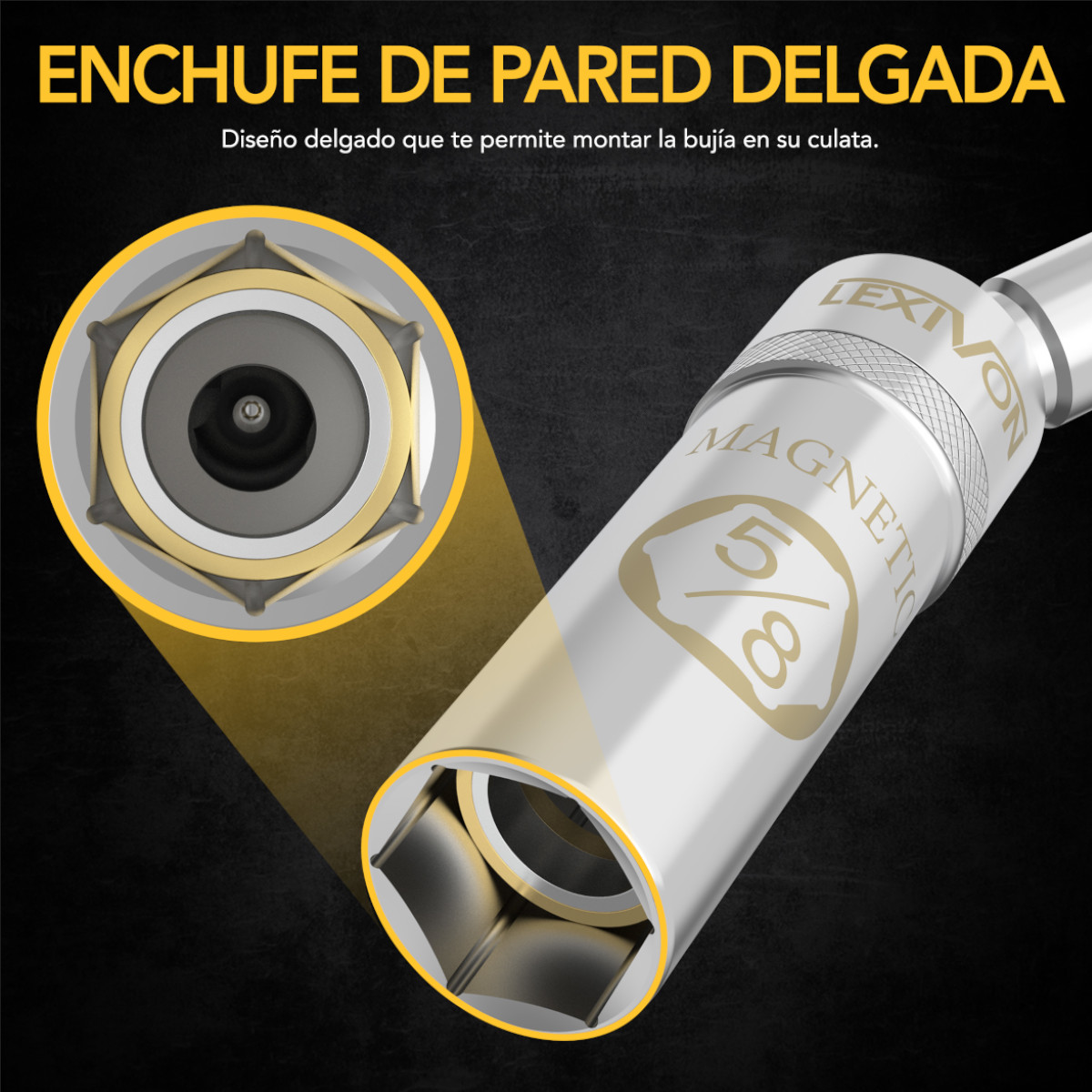 Dado para Bujía Magnético LEXIVON giratorio longitud 10" LX-122.