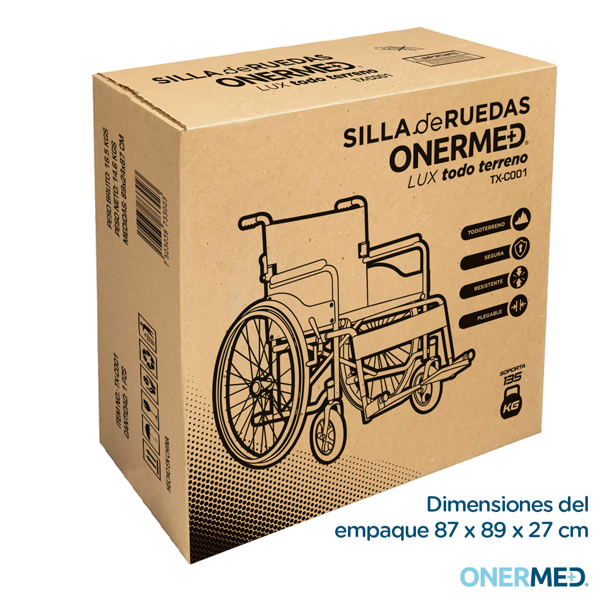 Silla De Ruedas Ligera Onermed Traslado Plegable Compacta