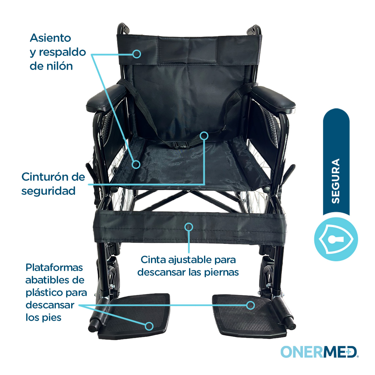 Silla De Ruedas Ligera Onermed Traslado Plegable Compacta