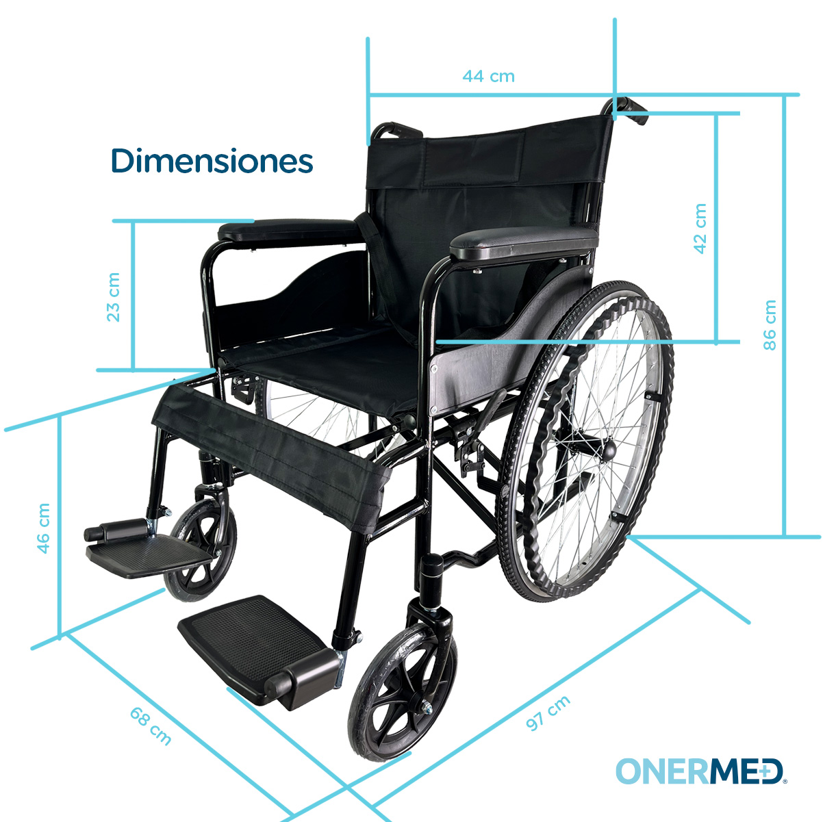 Silla De Ruedas Ligera Onermed Traslado Plegable Compacta