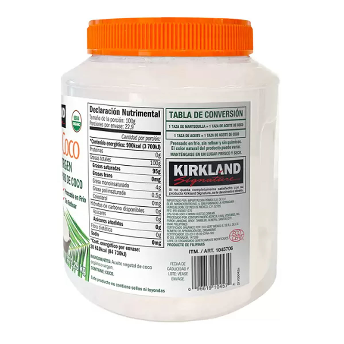 Aceite de Coco Orgánico Virgen Kirkland Signature 2.48 L
