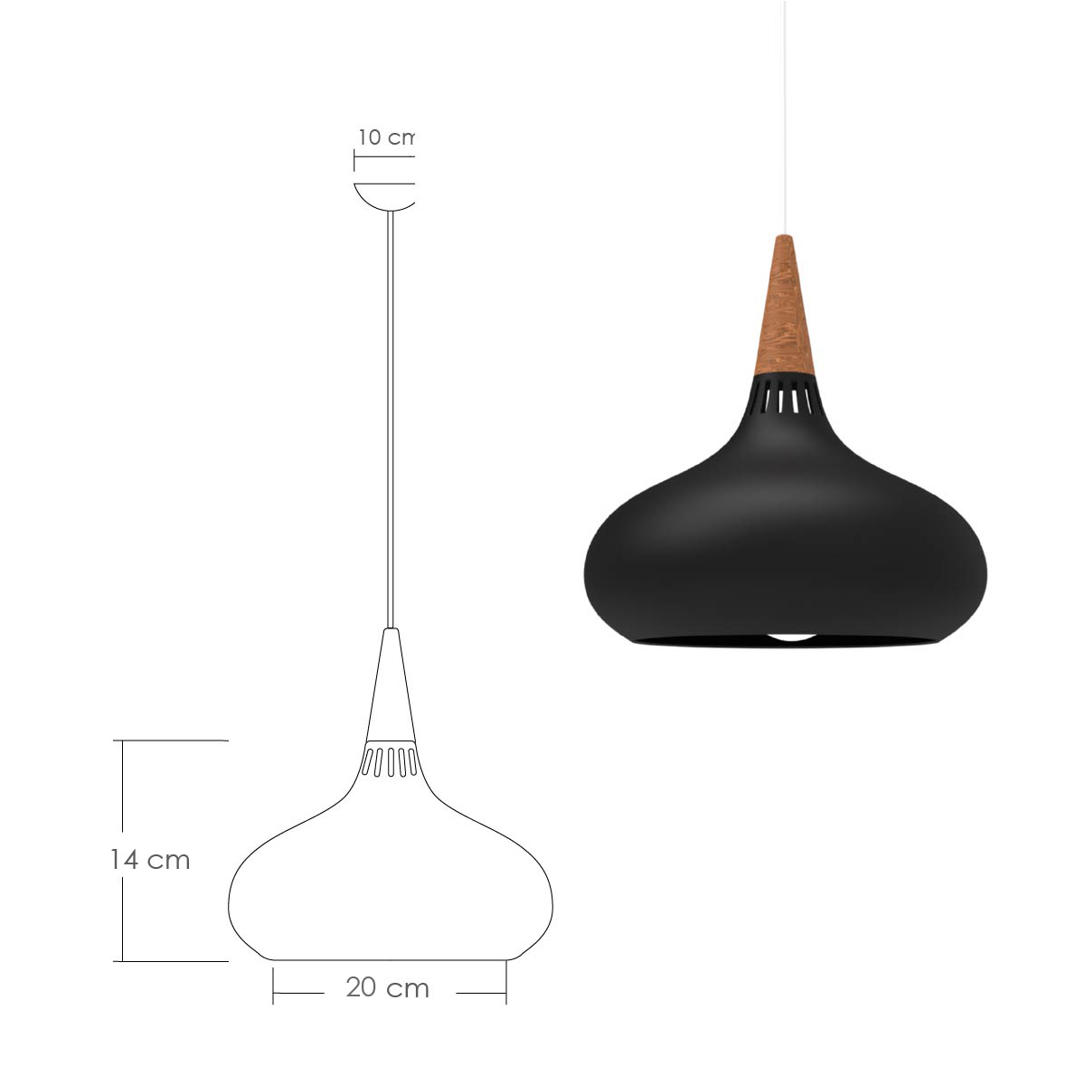 Lampara De Techo Colgante Macaron Retro Con Madera 20 Cm de Diámetro