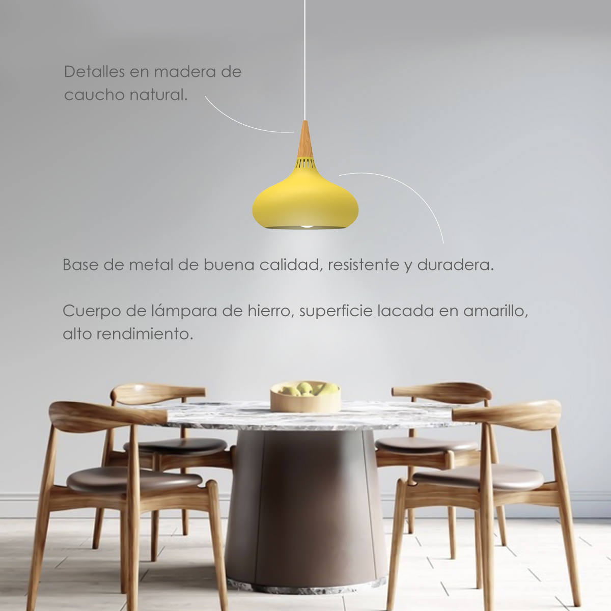 Lampara De Techo Colgante Macaron Retro Con Madera 20 Cm de Diámetro