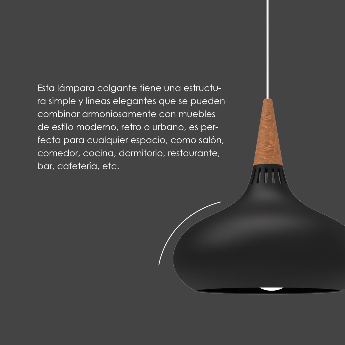 Lampara De Techo Colgante Macaron Retro Con Madera 20 Cm de Diámetro