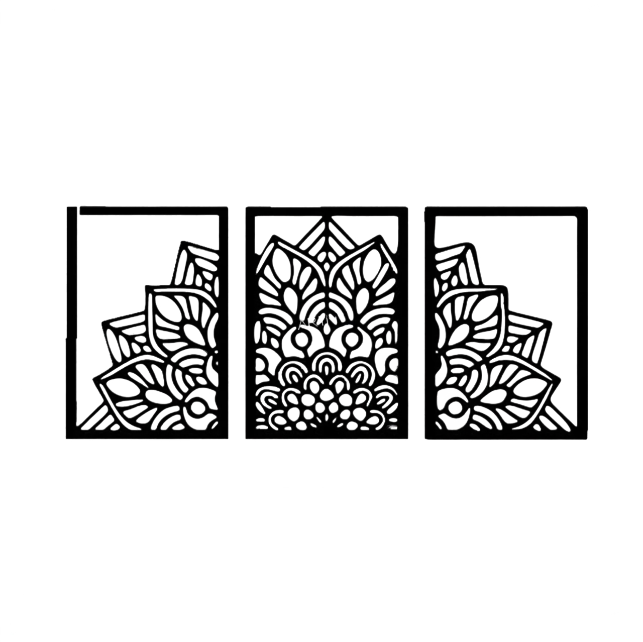 Mandala 3 Cuadros Decorativos Moderno Madera Mdf Negro