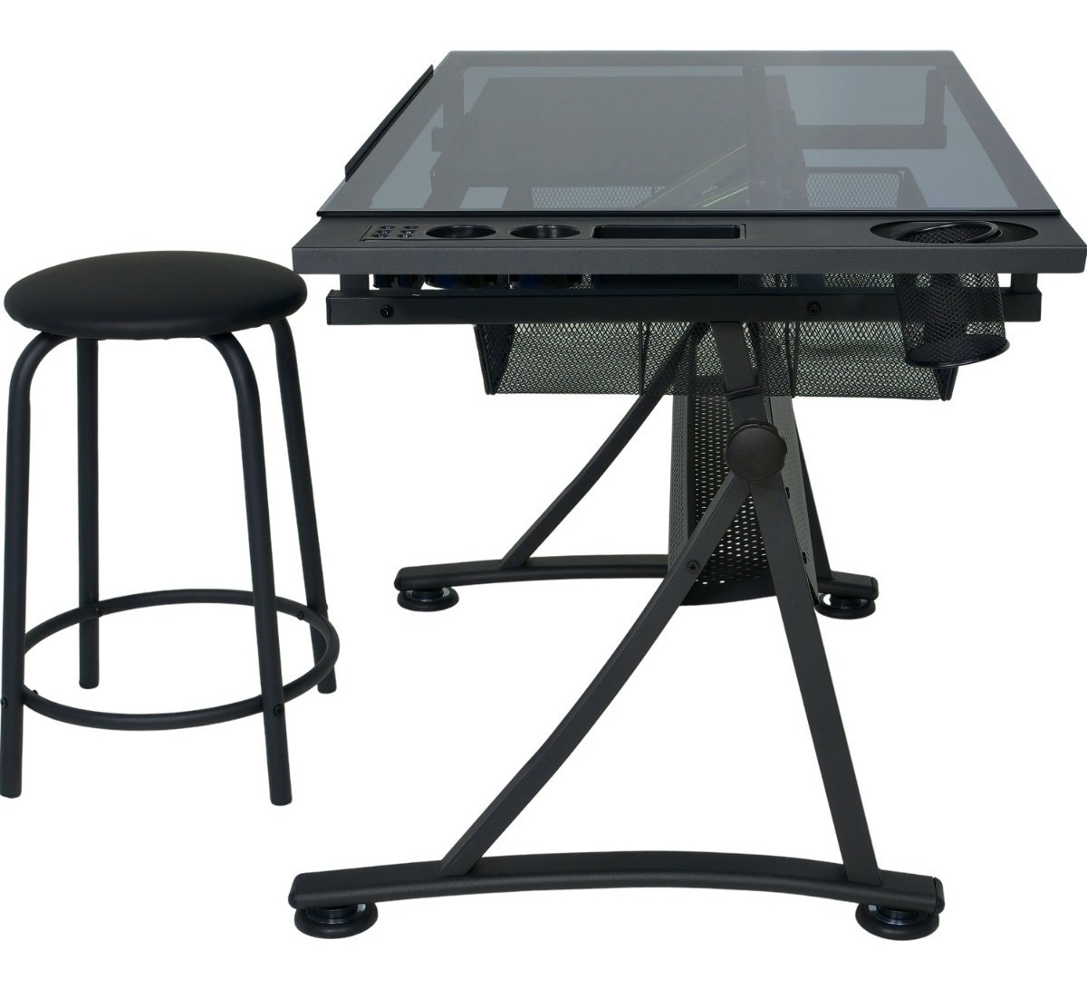 Restirador Profesional Cristal Ahumado Con Banco 96x60 cm