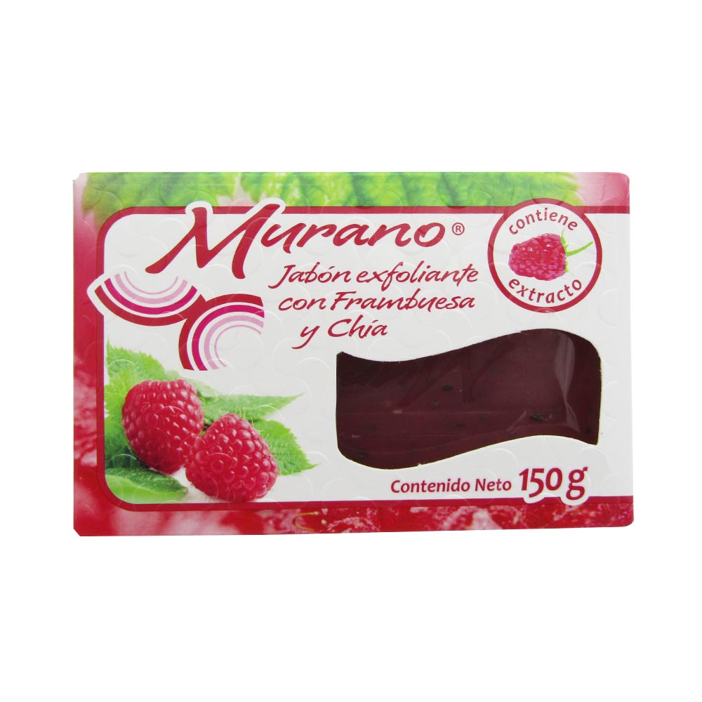 Jabón Murano con extracto de Frambuesa y Chía caja con 40pz de 150g