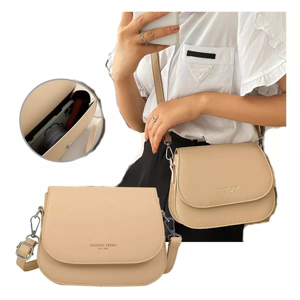 Bolsas Mujer Hombro Bandolera Cosmetiquera Cuero Sintetico